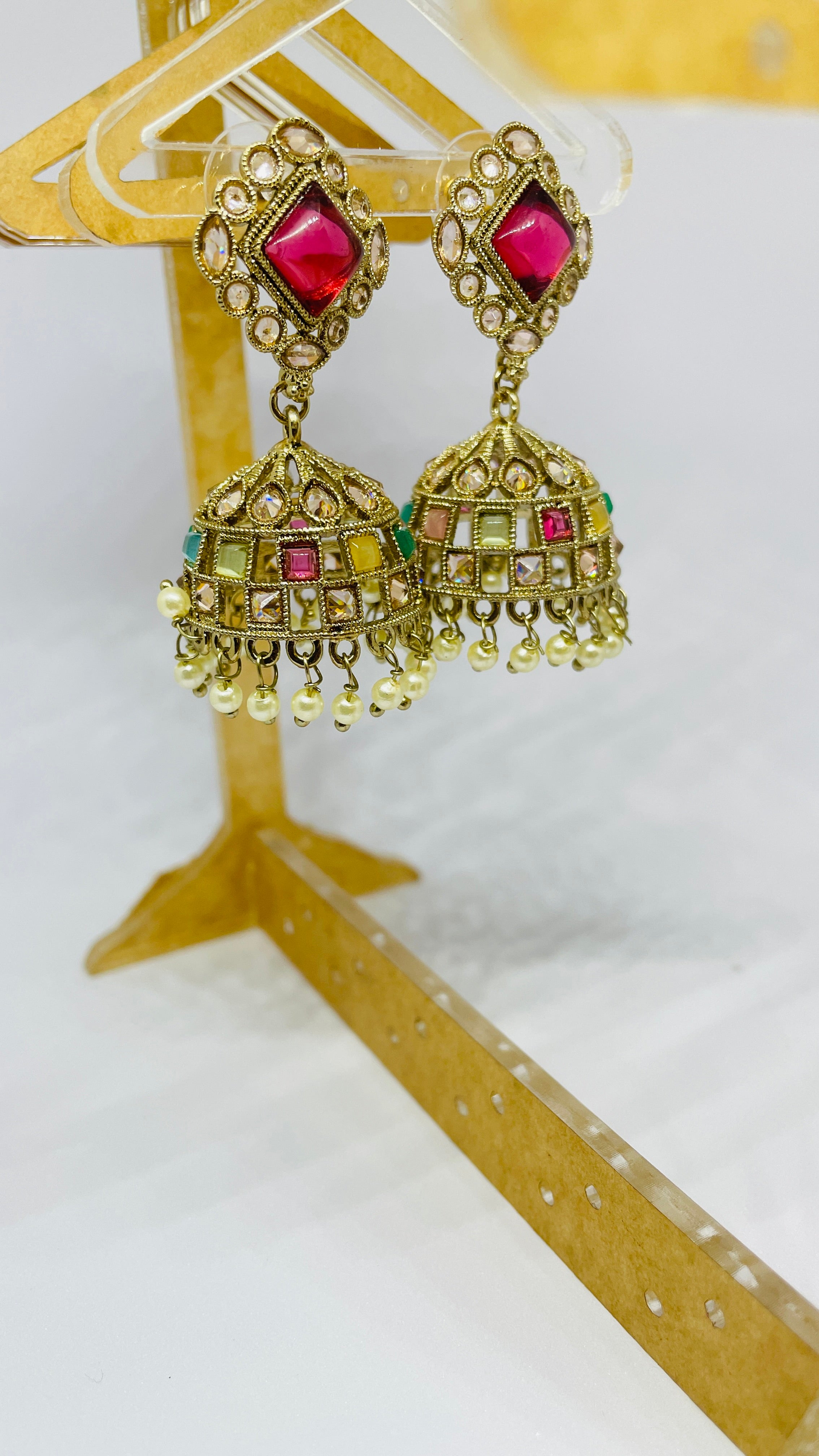 Premium geometric pattern jhumkas