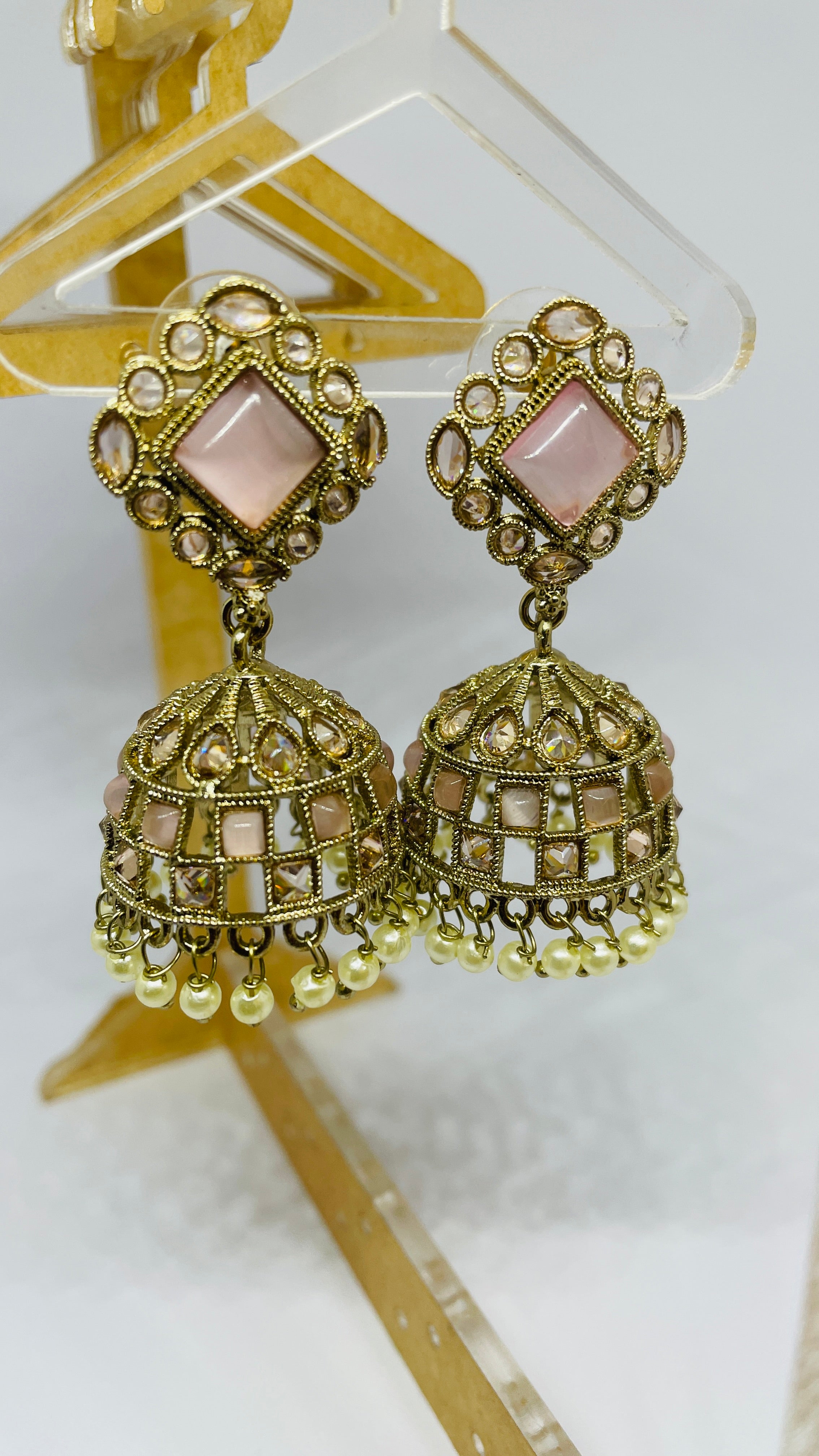 Premium geometric pattern jhumkas